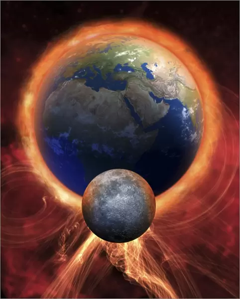 Solar flare hitting Earth, artwork F005  /  0151