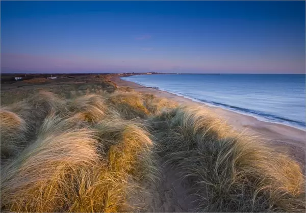 Blyth Beach and sand dunes shortly after dawn