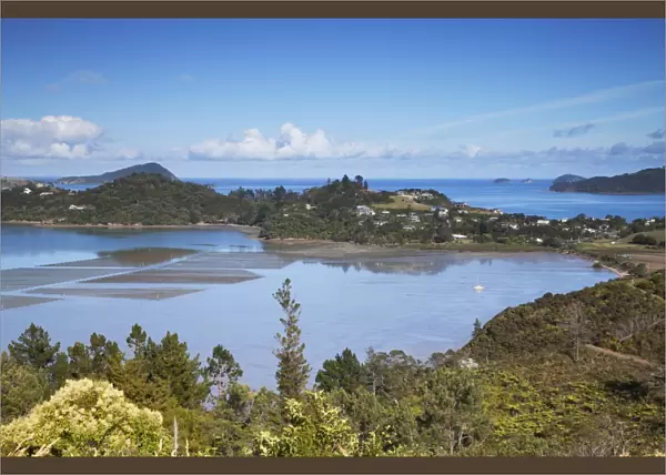 View of Coromandel Town harbour, Coromandel Peninsula, Waikato, North Island, New Zealand, Pacific