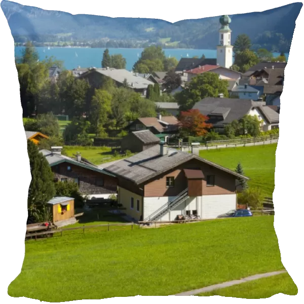 Elevated view over St. Gilgen, Wolfgangsee, Flachgau, Salzburger Land, Upper Austria, Austria, Europe