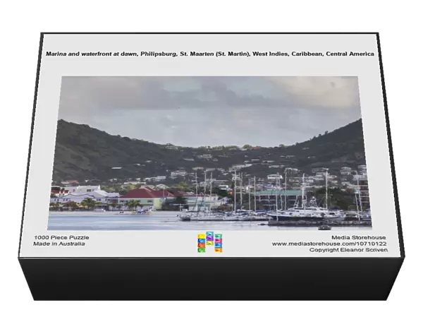 Marina and waterfront at dawn, Philipsburg, St. Maarten (St. Martin), West Indies, Caribbean, Central America