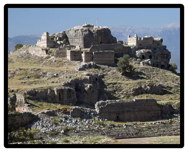 Ruined stadium and Acropolis, Tlos, near Kalkan, Lycia, Antalya Province, Mediterranean Coast