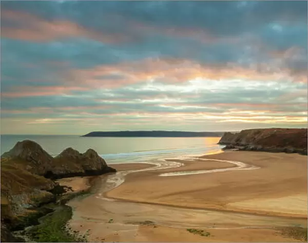 Three Cliffs Bay, Gower, Peninsula, Swansea, West Glamorgan, Wales, United Kingdom