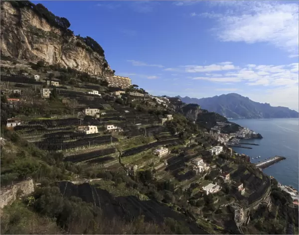 View towards Amalfi, from Pastena, Costiera Amalfitana (Amalfi Coast), UNESCO World Heritage Site