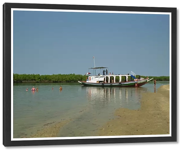 Tourist boat on backwaters near Banjul, Gambia, West Africa, Africa