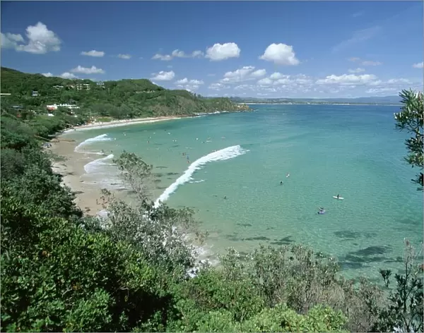 Wategos Beach, a popular surf break between Byron Bay and Cape Byron in the far north of the state, New South Wales (N. S. W. )