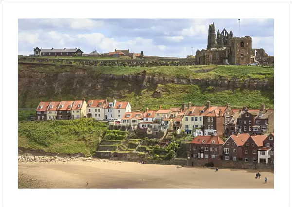 St. Marys Church and Whitby Abbey above Tate Hill Beach, seen from West Cliff, Whitby