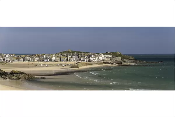 Panoramic picture of the popular seaside resort of St. Ives, Cornwall, England, United Kingdom