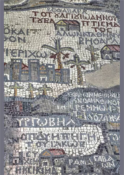 Oldest map of Palestine, mosaic, dated AD 560, St. Georges Church, Madaba, Jordan