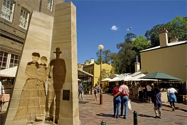 Silhouette sculpture in a square in The Rocks area, Sydney, New South Wales