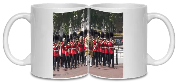 Guards Military Band marching past Buckingham Palace en route to the Trooping of the Colour