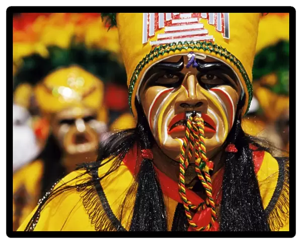 Portrait of a Tobas warrior during carnival called The Devil Dance (La Diablada)