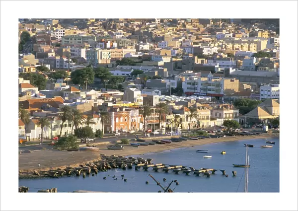 Aerial view of Mindelo, island of Sao Vicente, Cape Verde Islands, Africa