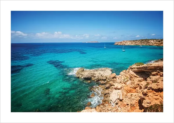 Rocky coast near Cala Vadella, Ibiza, Balearic Islands, Spain, Mediterranean, Europe
