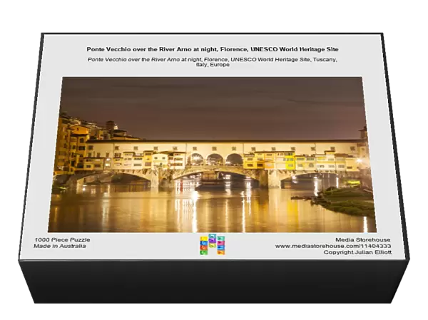 Ponte Vecchio over the River Arno at night, Florence, UNESCO World Heritage Site