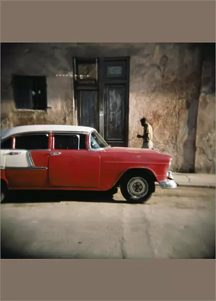 Old red car, Havana, Cuba, West Indies, Central America