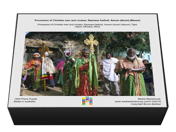 Procession of Christian men and crosses, Rameaux festival, Axoum (Axum) (Aksum)