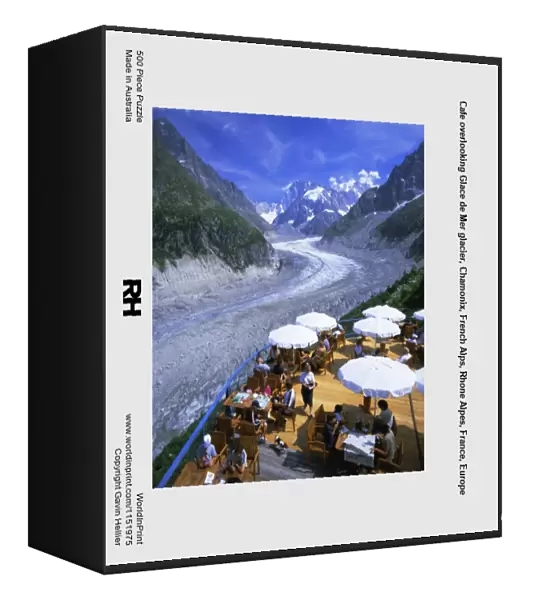Cafe overlooking Glace de Mer glacier, Chamonix, French Alps, Rhone Alpes, France, Europe