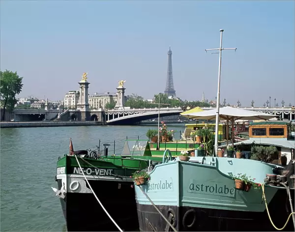 River Seine at Port des Champs Elysees, Paris, France, Europe