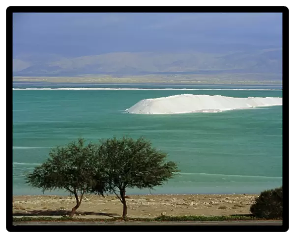 Mined sea salt at shallow south end of the Dead Sea near Ein Boqeq
