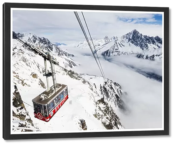Sea of clouds weather inversion over Chamonix valley, Brevant cable car, Chamonix