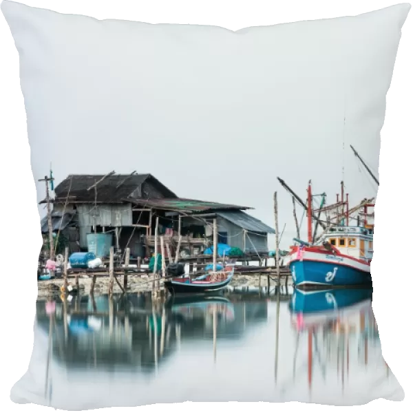 Shrimp fishing boats and house, Koh Phangan, Thailand, Southeast Asia, Asia
