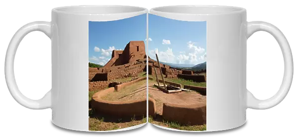 Pueblo Mission in background), Kiva in foreground, Pecos National Historic Park, New Mexico