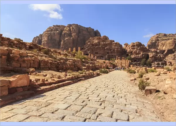 Colonnaded Street, City of Petra ruins, Petra, UNESCO World Heritage Site, Jordan