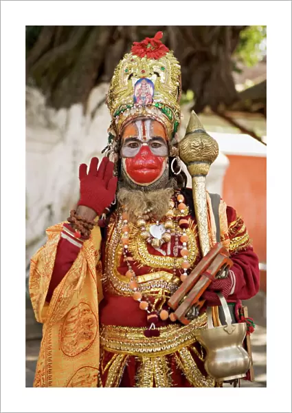 A supposed Holy man dressed as Hanuman
