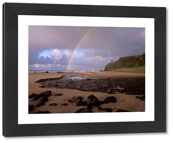 Rainbow over Mussenden Temple folly and Downhill strand