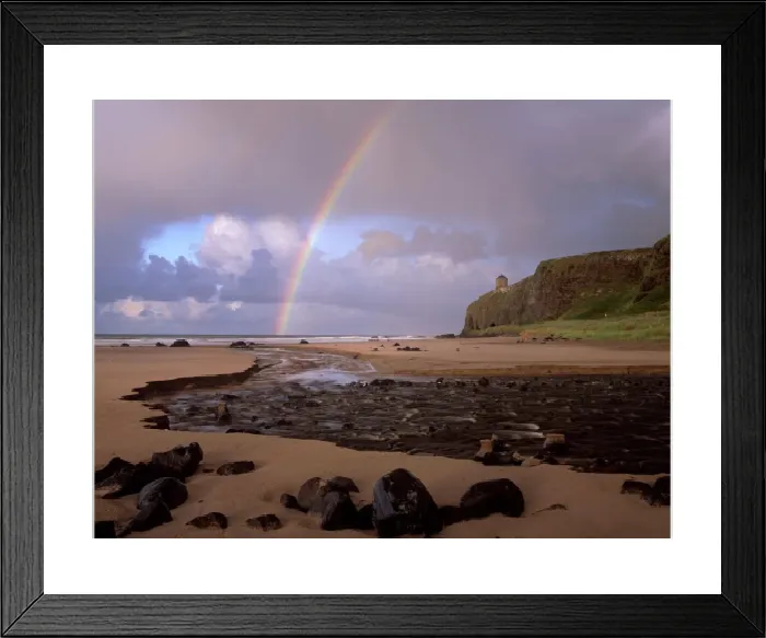 Framed Print : Rainbow over Mussenden Temple Print