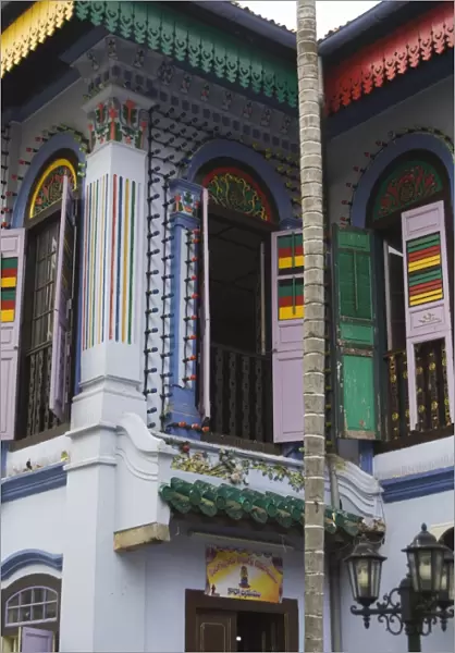 Colourfully painted building in Little India