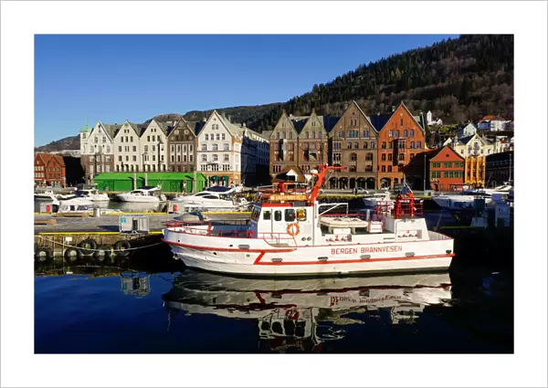 View on the harbour Bergen, Hordaland, Norway, Scandinavia, Europe
