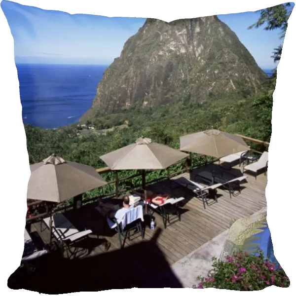 The pool area at the Ladera resort overlooking the Pitons, St