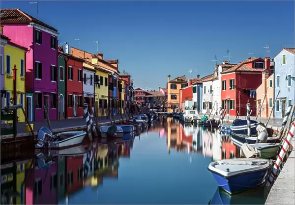 Colored houses on the island of Burano, Venice, UNESCO World Heritage Site, Veneto