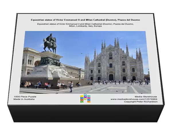 Equestrian statue of Victor Emmanuel II and Milan Cathedral (Duomo), Piazza del Duomo
