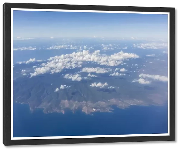 Aerial view of Flores Island from a commercial flight, Flores Sea, Indonesia, Southeast Asia