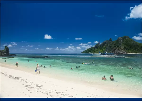 Beautiful white sand beach on Monuriki Island (Cast Away Island), Mamanuca Islands