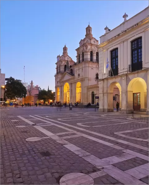 Twilight view of the Cathedral of Cordoba, Cordoba, Argentina, South America