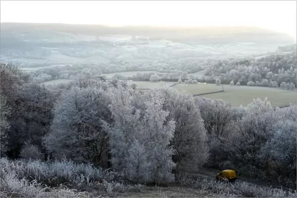 Frosty landscape, Powys, Wales, United Kingdom, Europe