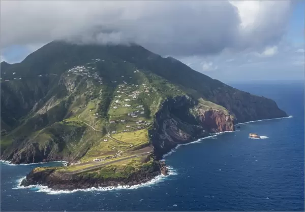 Aerial of Saba, Netherland Antilles, West Indies, Caribbean, Central America