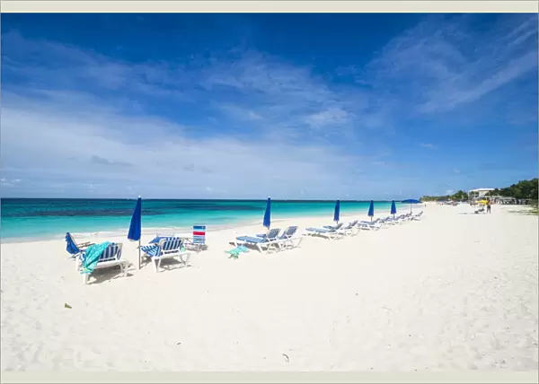 Sun loungers on world class Shoal Bay East beach, Anguilla, British Oversea territory