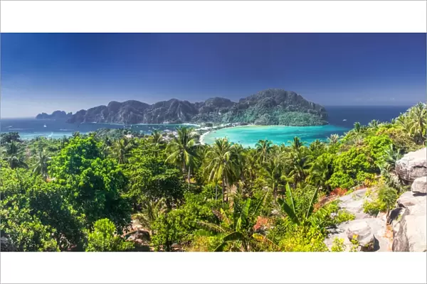 Panorama of Ko Phi Phi Don, beautiful tropical island in Thailand, Southeast Asia, Asia