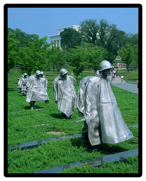 Statues of soldiers at the Korean War Memorial in Washington D