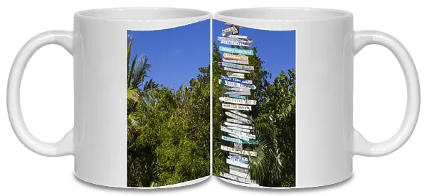 Signposts, Hope Town, Elbow Cay, Abaco Islands, Bahamas, West Indies, Caribbean