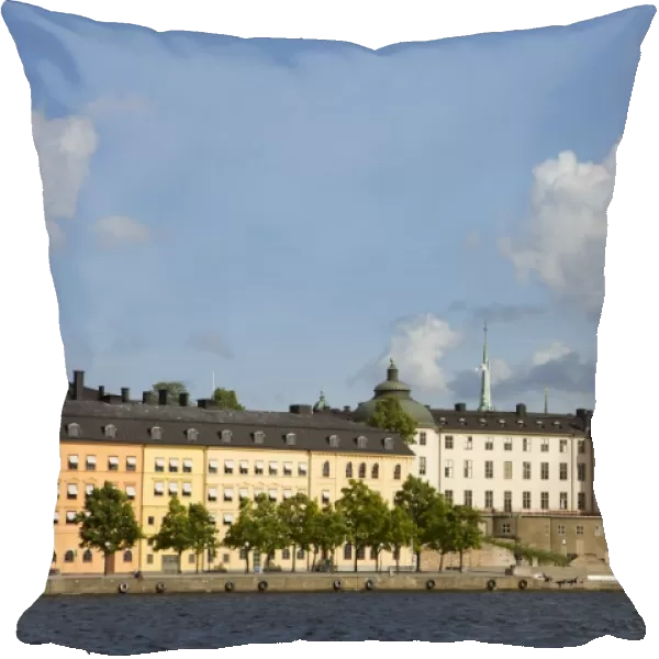 Waterfront with Riddarholmen Church in background, Gamla Stan, Stockholm, Sweden