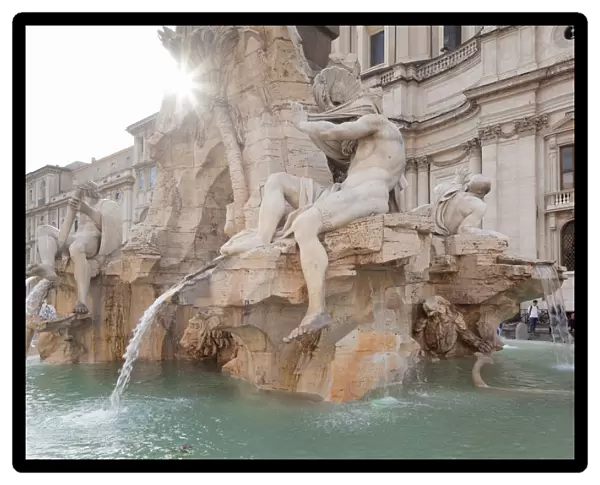 Fontana dei Quattro Fiumi Fountain, Architect Bernini, Piazza Navona, Rome, Lazio