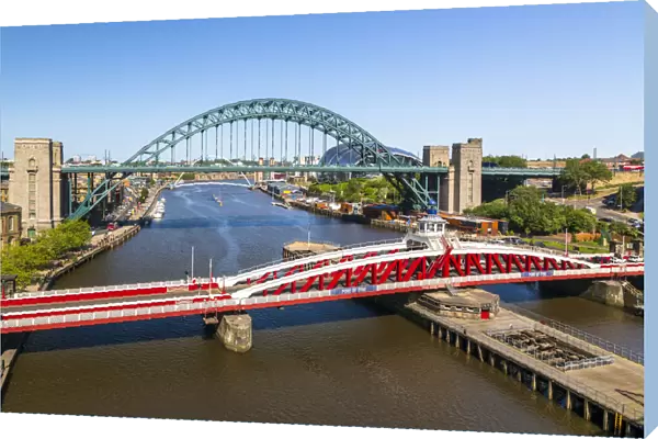 River Tyne, Swing Bridge, Tyne Bridge and Church of St. Willibrord, Newcastle, Tyne and Wear