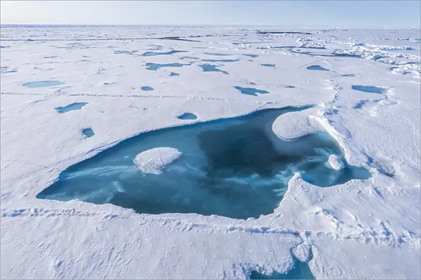 Breaking ice on the way up to the North Pole, Arctic