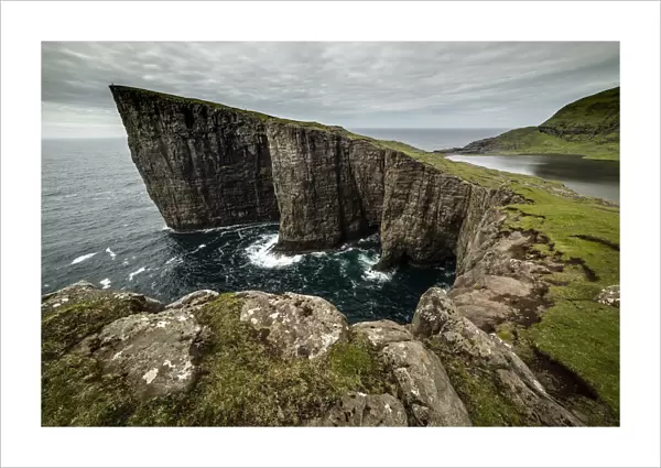 Traelanipa cliffs, Vagar Island, Faroe Islands, Denmark, Atlantic, Europe
